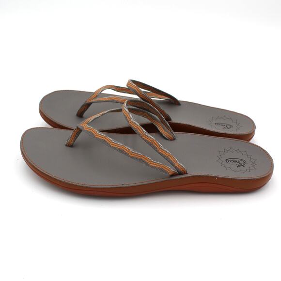 Chaco Flip Flop Thong Sandals Womens 11 Gray Orange Arch Support Comfort - Picture 2 of 7